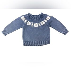 Kids Blue Sweater with White Snowflake Design